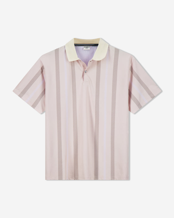 white golf polo with white collar