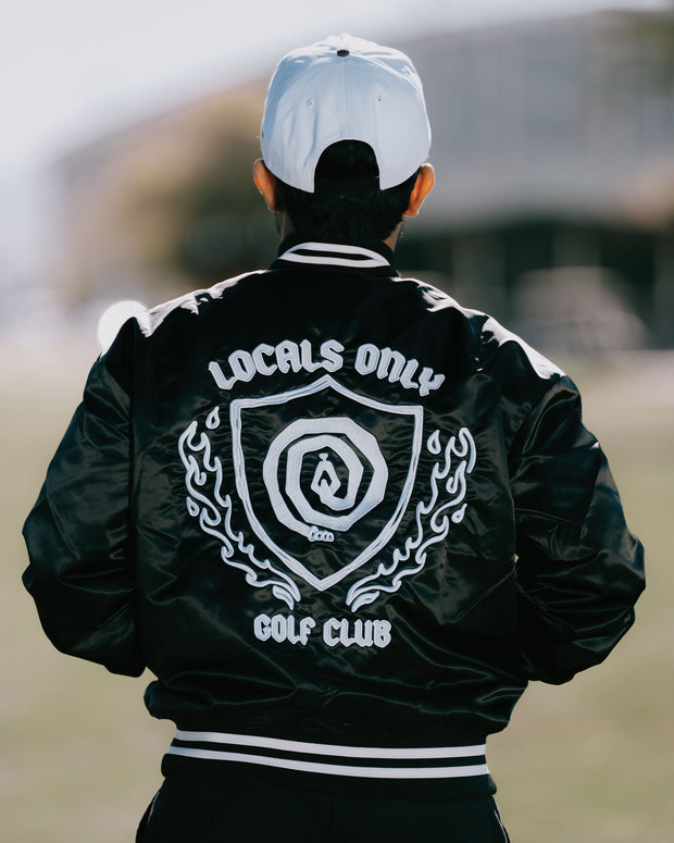 Locals Only Satin Bomber Jacket - Black