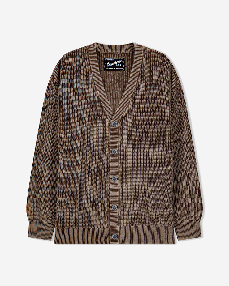 brown cardigan sweater for golf