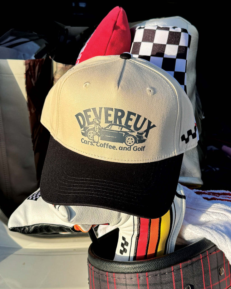 Cars, Coffee, Golf Hat - Cream / Black