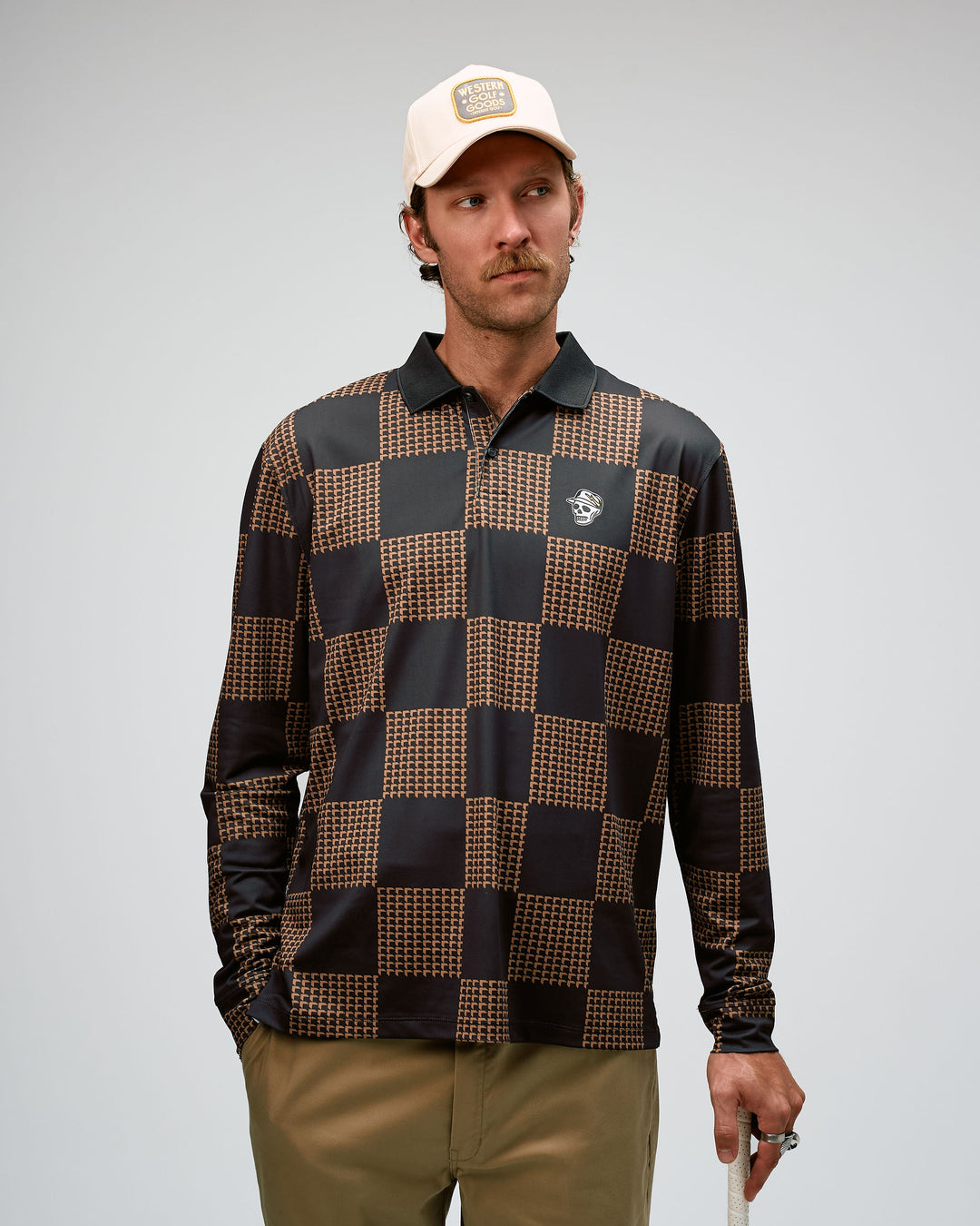 Back9 Checker Polo - Black / Tobacco – Devereux