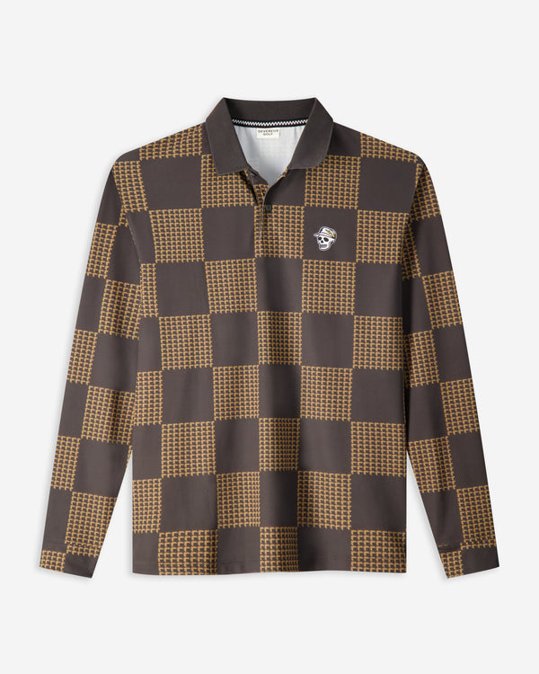 Back9 Checker Polo - Black / Tobacco