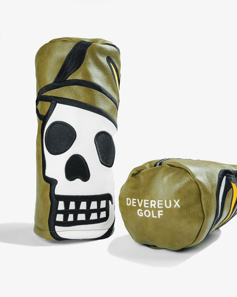 XL Driver Headcover-Skull (Olive) - Devereux