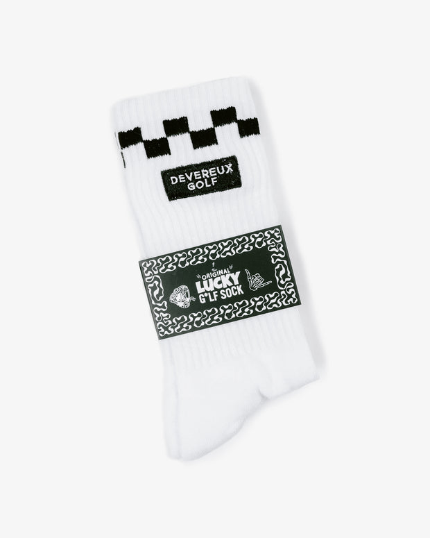 Checked Crew Sock - White