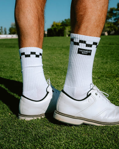 Checked Crew Sock - White