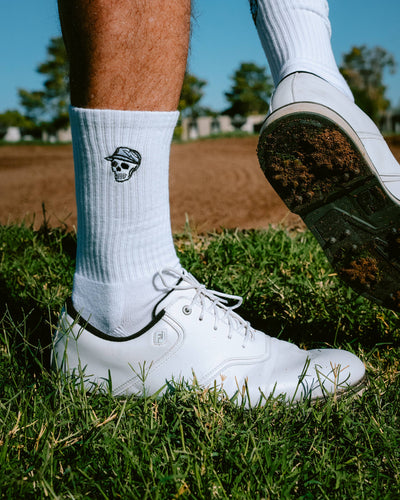 Skull Caddie Crew Sock - White