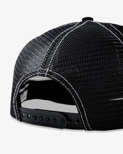 Skull Trucker Top Stitch Hat - Black