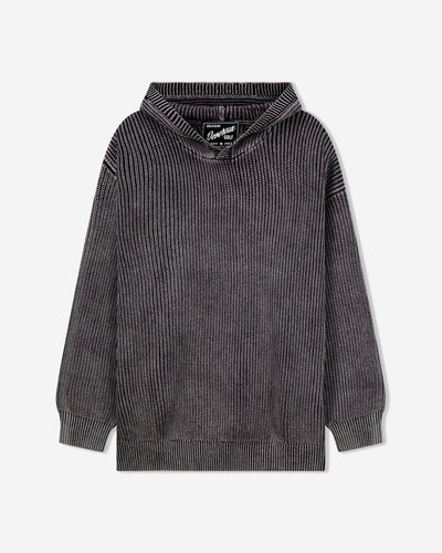 Gray ribbed sweater on a light gray background