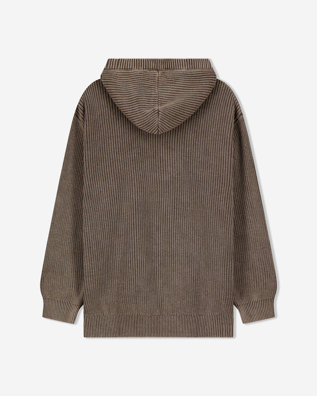 brown knit golf hoodie