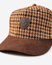 Houndstooth Skull Caddie Hat - Brown