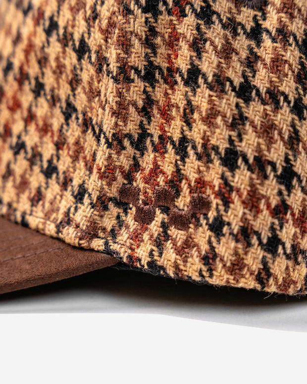 Houndstooth Skull Caddie Hat - Brown