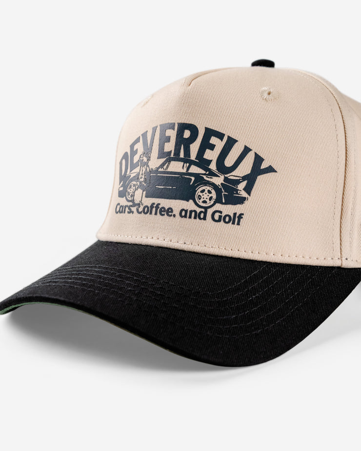Cars, Coffee, Golf Hat - Cream / Black