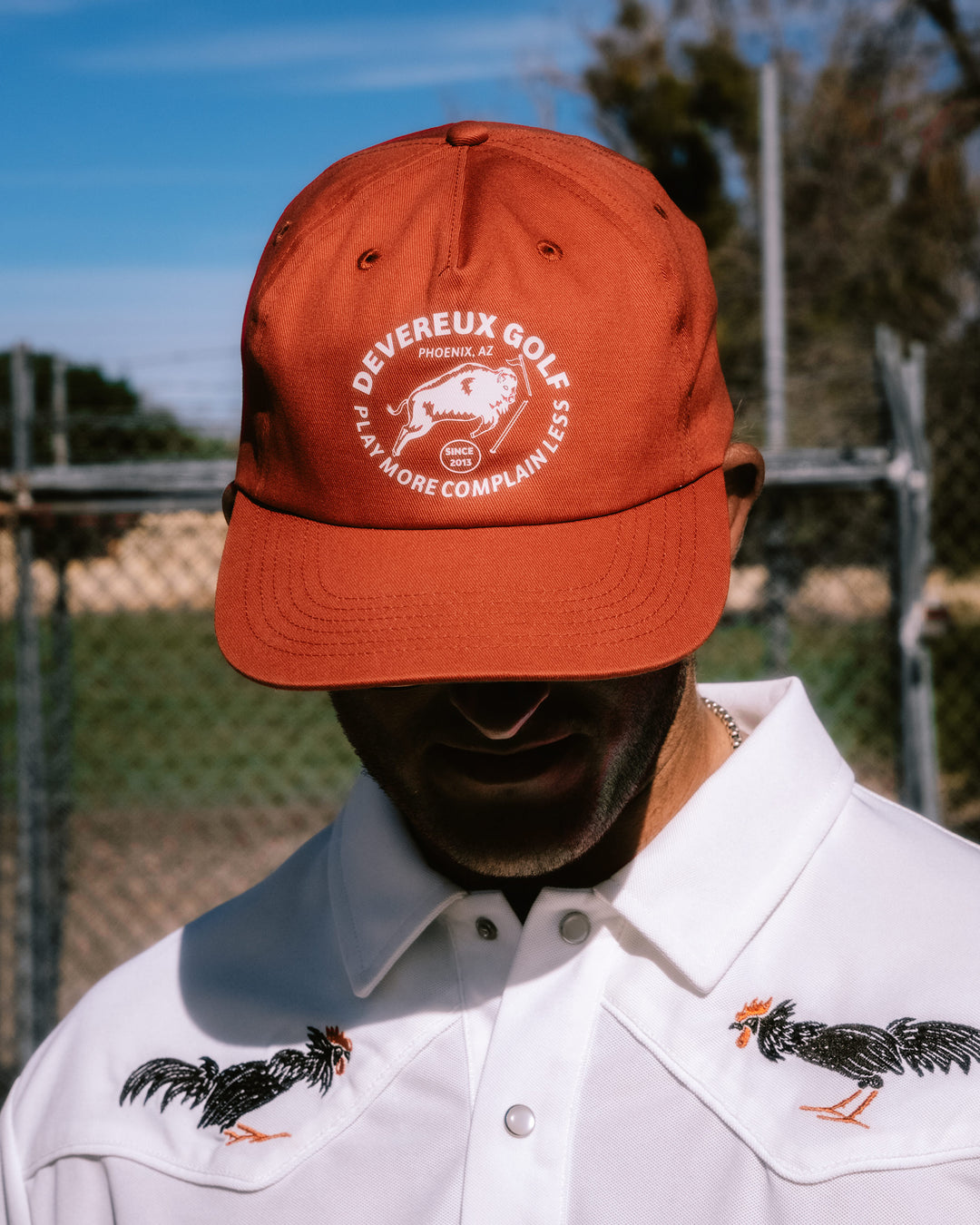 Bison Snapback Golf Hat - Rust Red - Devereux