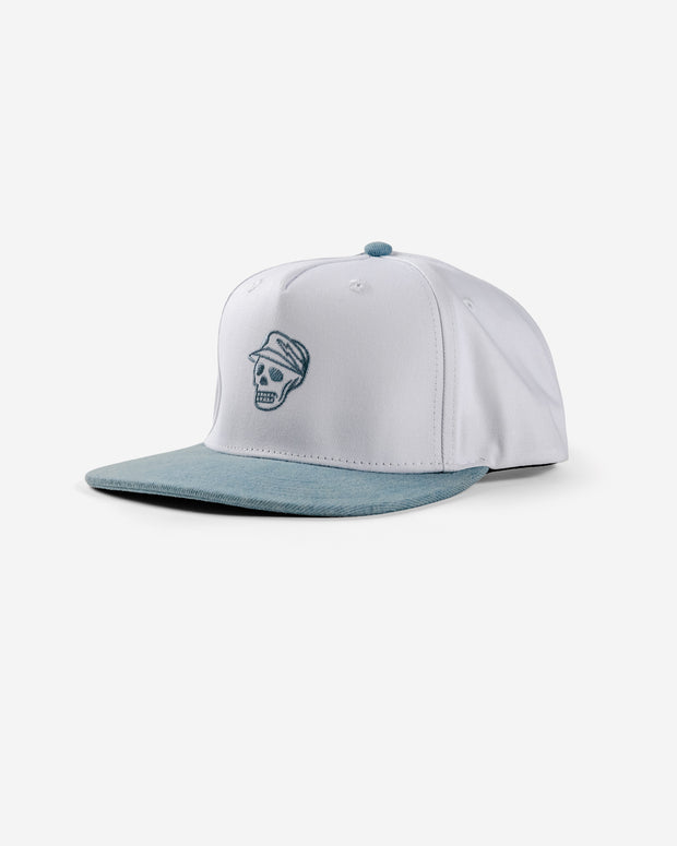 Skull Icon Two Tone Hat - White / Denim