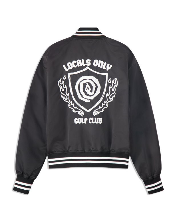 Locals Only Satin Bomber Jacket - Black