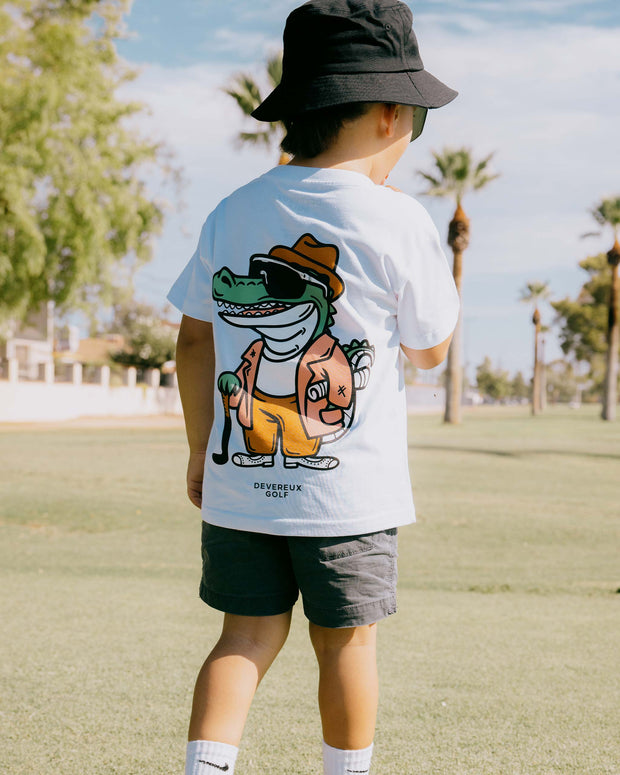 Kids Play More Gator Tee - White