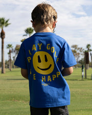 Kids Play Golf Be Happy Tee - Royal Blue