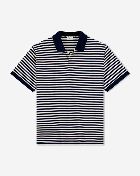 Camelback Golf Polo - Navy / Bone Stripe - Devereux