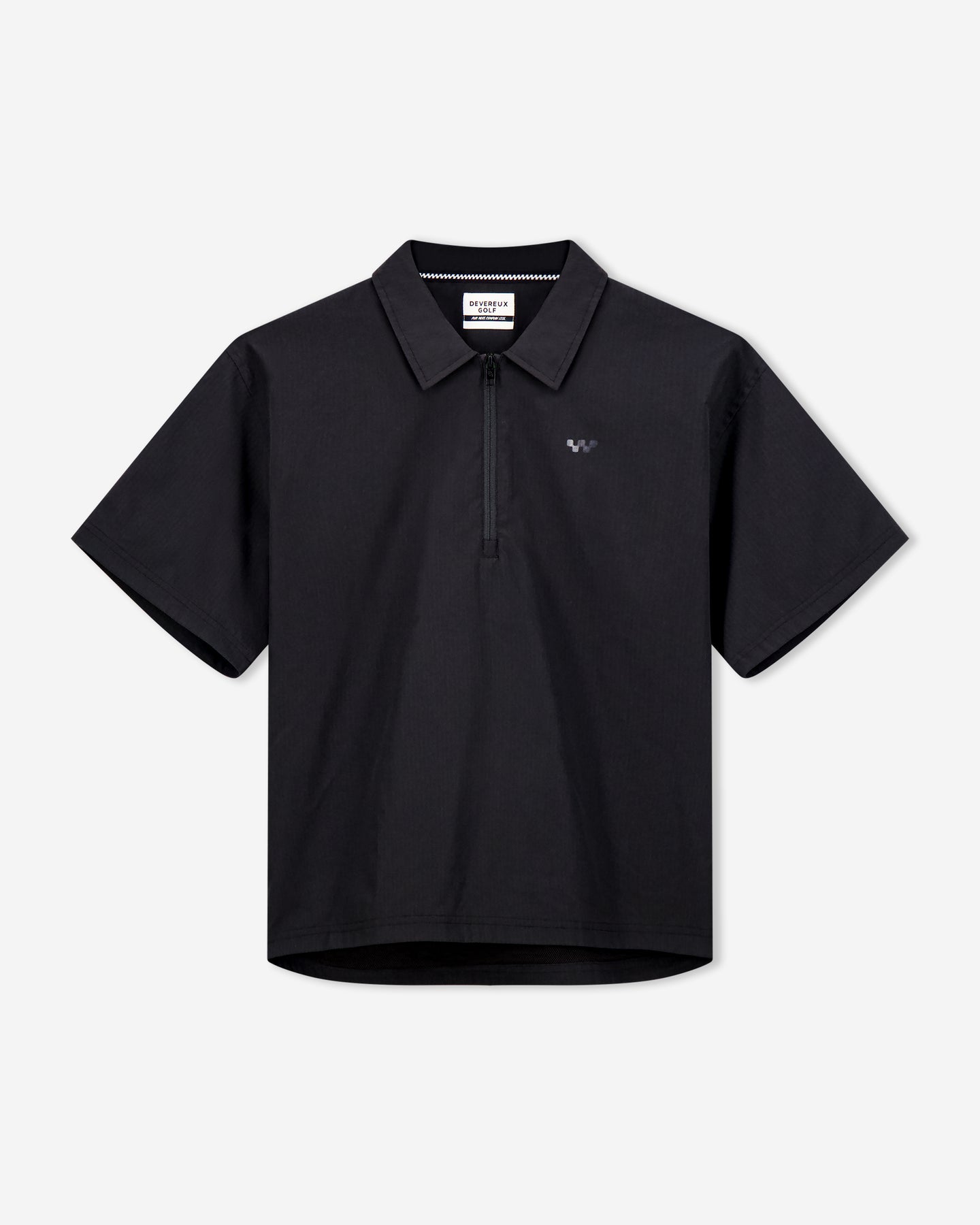 Short Sleeve Golf Windbreaker - Black Ripstop - Devereux