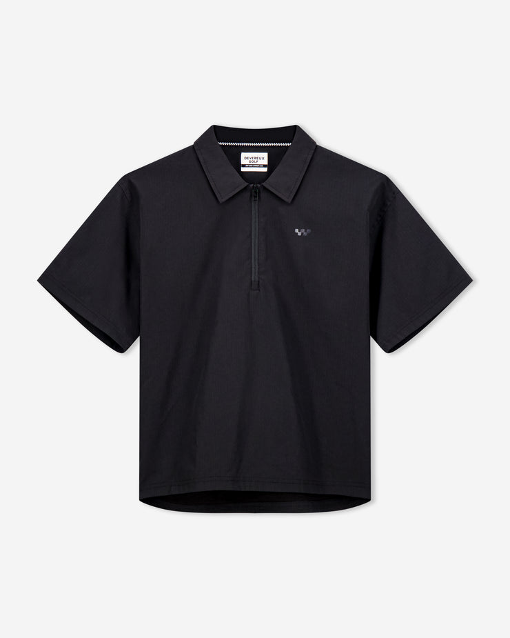 Short Sleeve Golf Windbreaker - Black Ripstop - Devereux