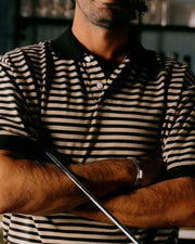 Camelback Polo - Black / Mushroom Stripe