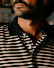 Camelback Polo - Black / Mushroom Stripe