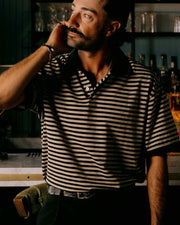 Camelback Polo - Black / Mushroom Stripe