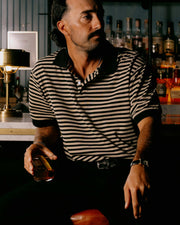 Camelback Polo - Black / Mushroom Stripe