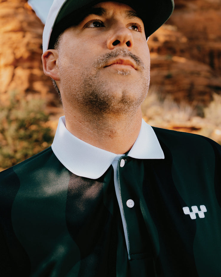 Gorp Golf Long Sleeve Polo - Midnight and Green