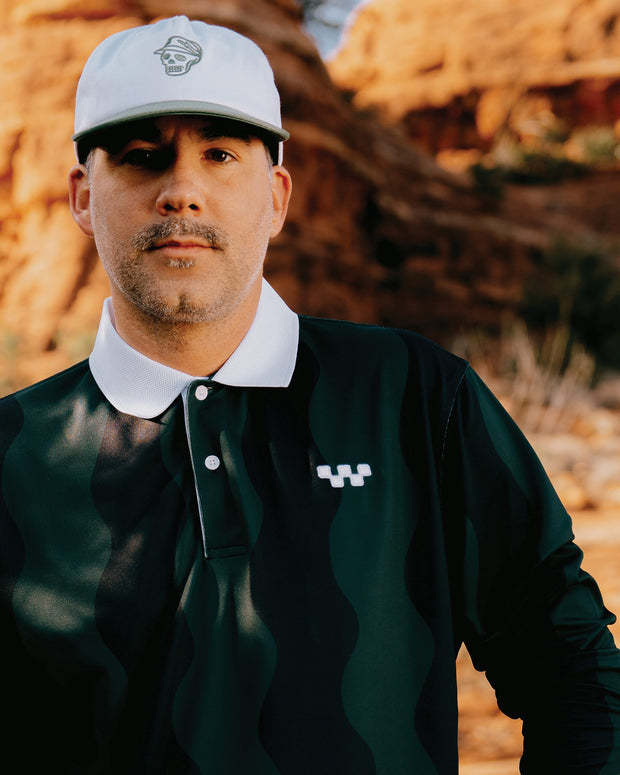 Gorp Golf Long Sleeve Polo - Midnight and Green