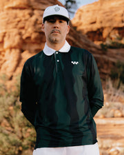 Gorp Golf Long Sleeve Polo - Midnight and Green