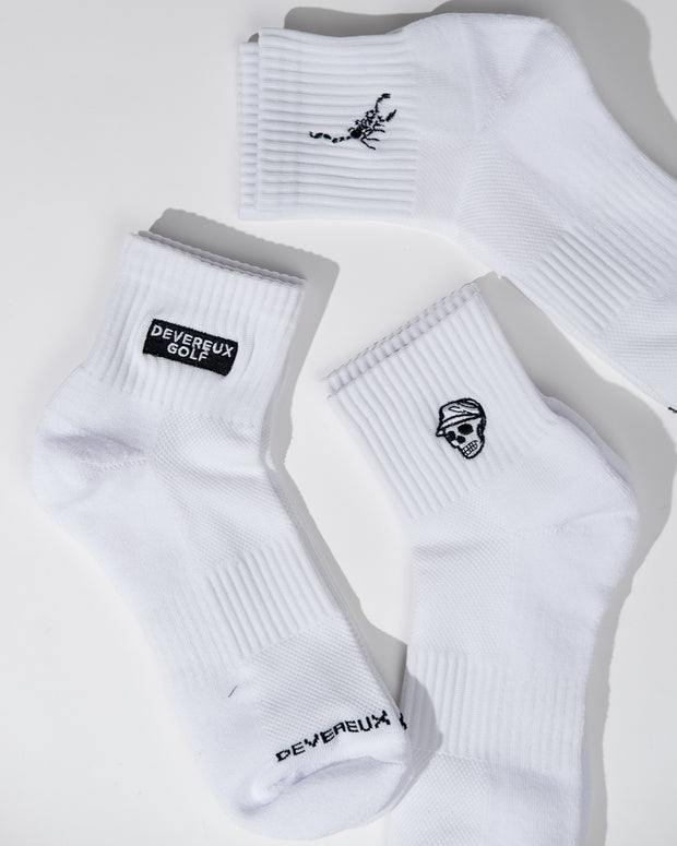 Devereux Quarter Sock 3-Pack - White