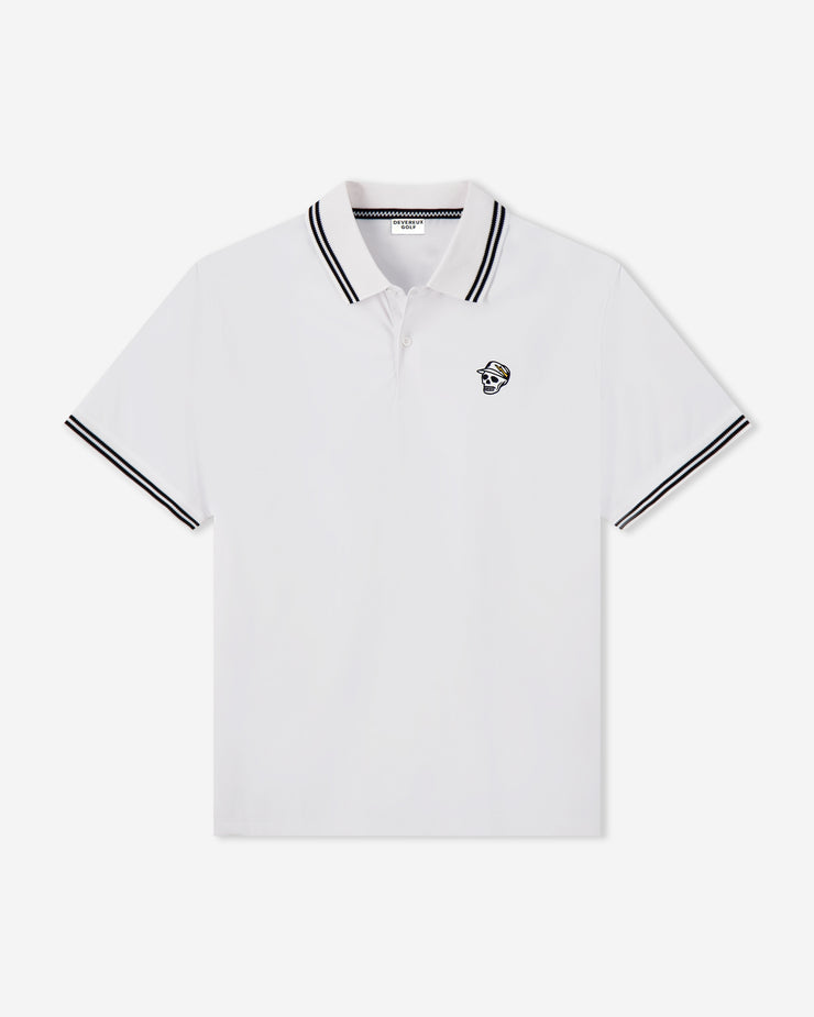 Skull Caddie Tips Polo - White | Devereux