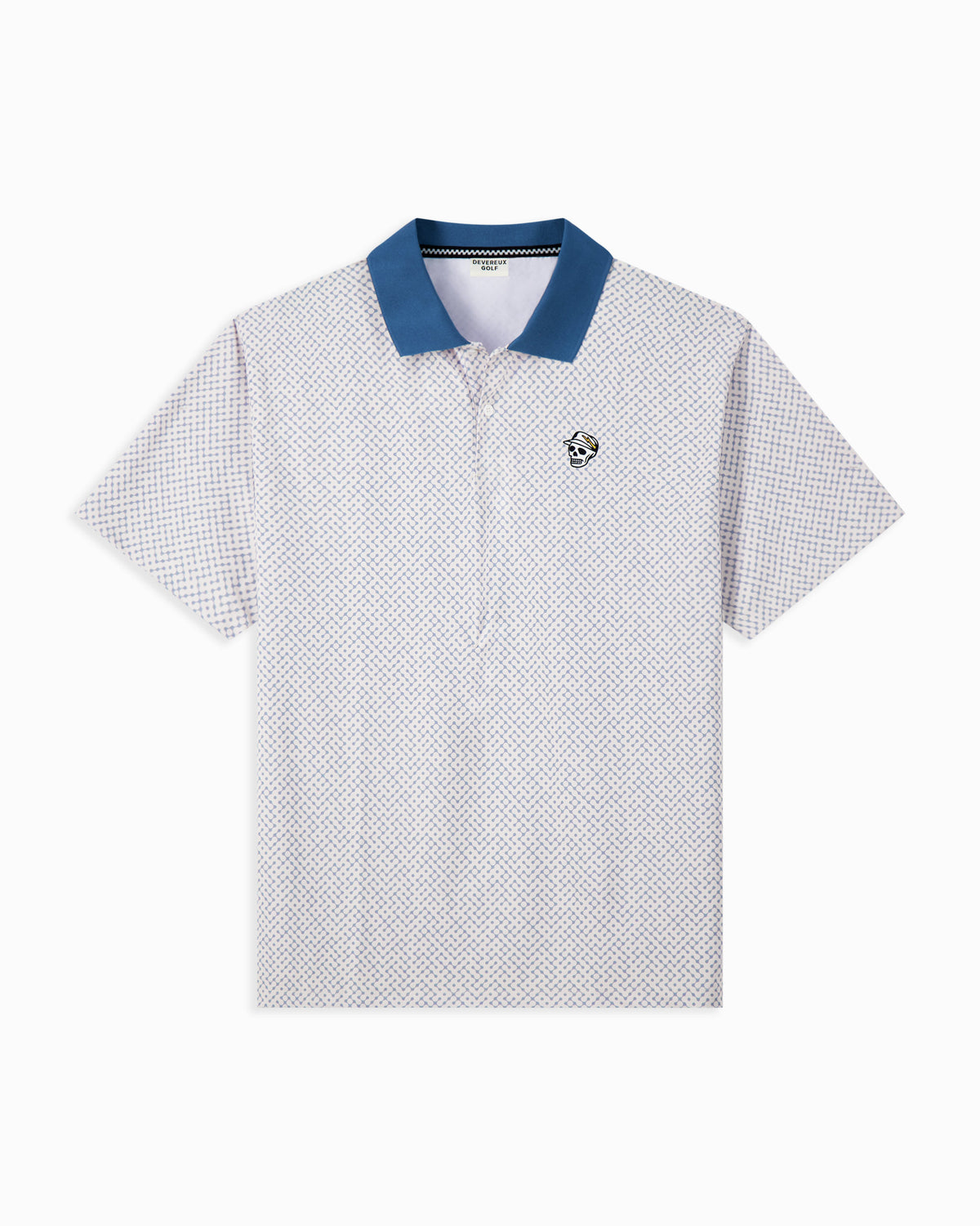 Devereux Labyrinth Polo in White and Marine Layer