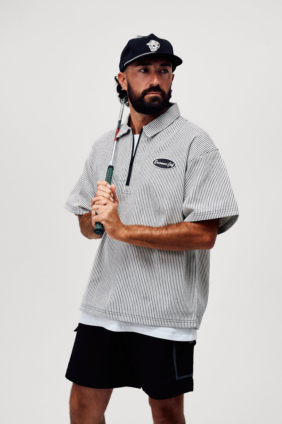 Mechanic QTR Zip - Faded Black Pinstripe | Devereux