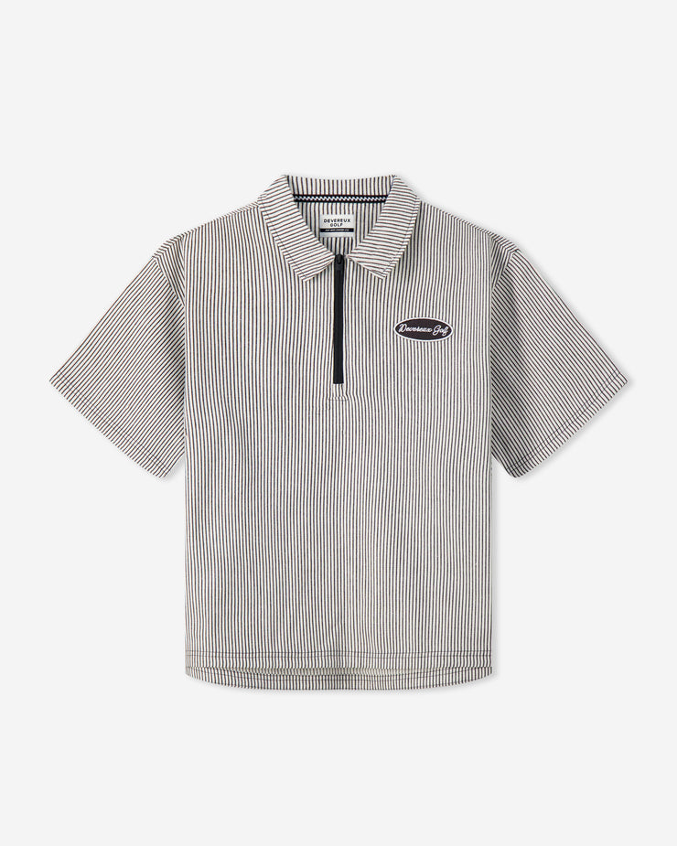 トップス STRIPE MECHANIC SHIRTS / M Mechanic QTR Zip - Faded Black Pinstripe | Devereux