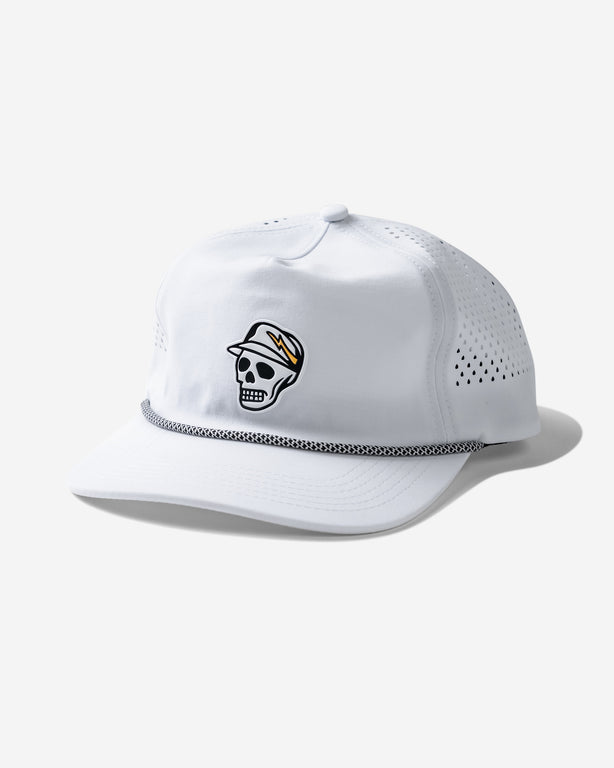 DEVERAUX GOLF デバロー ホワイトキャップ Skull Caddie Performance Rope Hat - White | Devereux