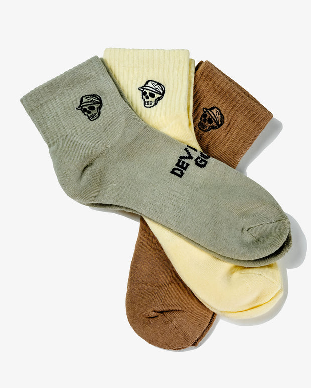 Skull Caddie Quarter Socks - Earth Tones