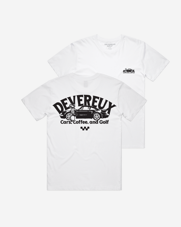 Cars, Coffee and Golf Tee - White