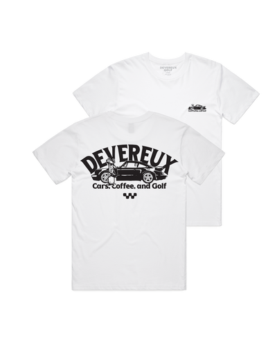 Cars, Coffee and Golf Tee - White