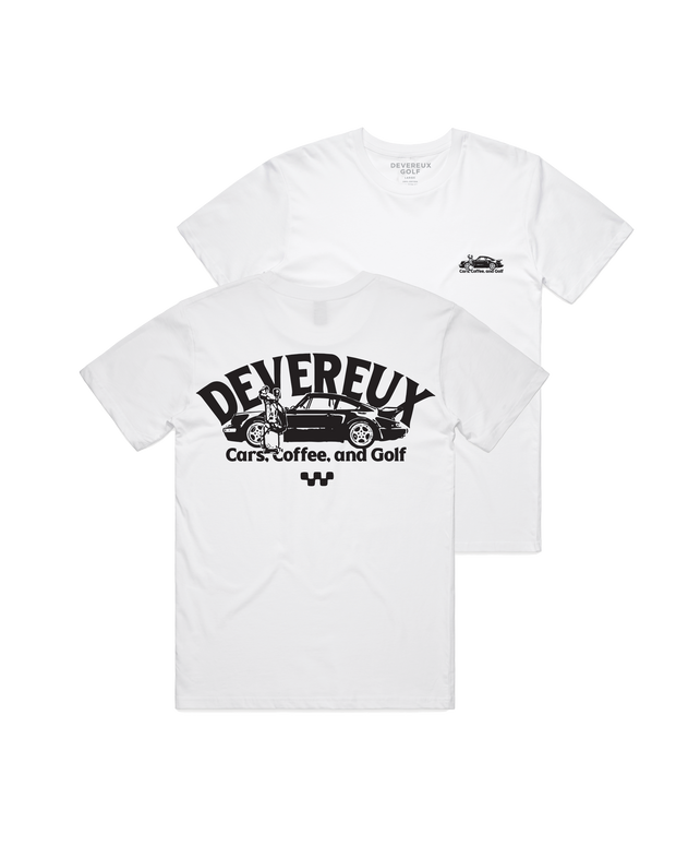 Cars, Coffee and Golf Tee - White