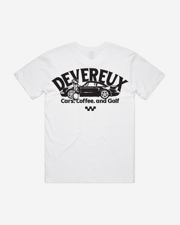 Cars, Coffee and Golf Tee - White