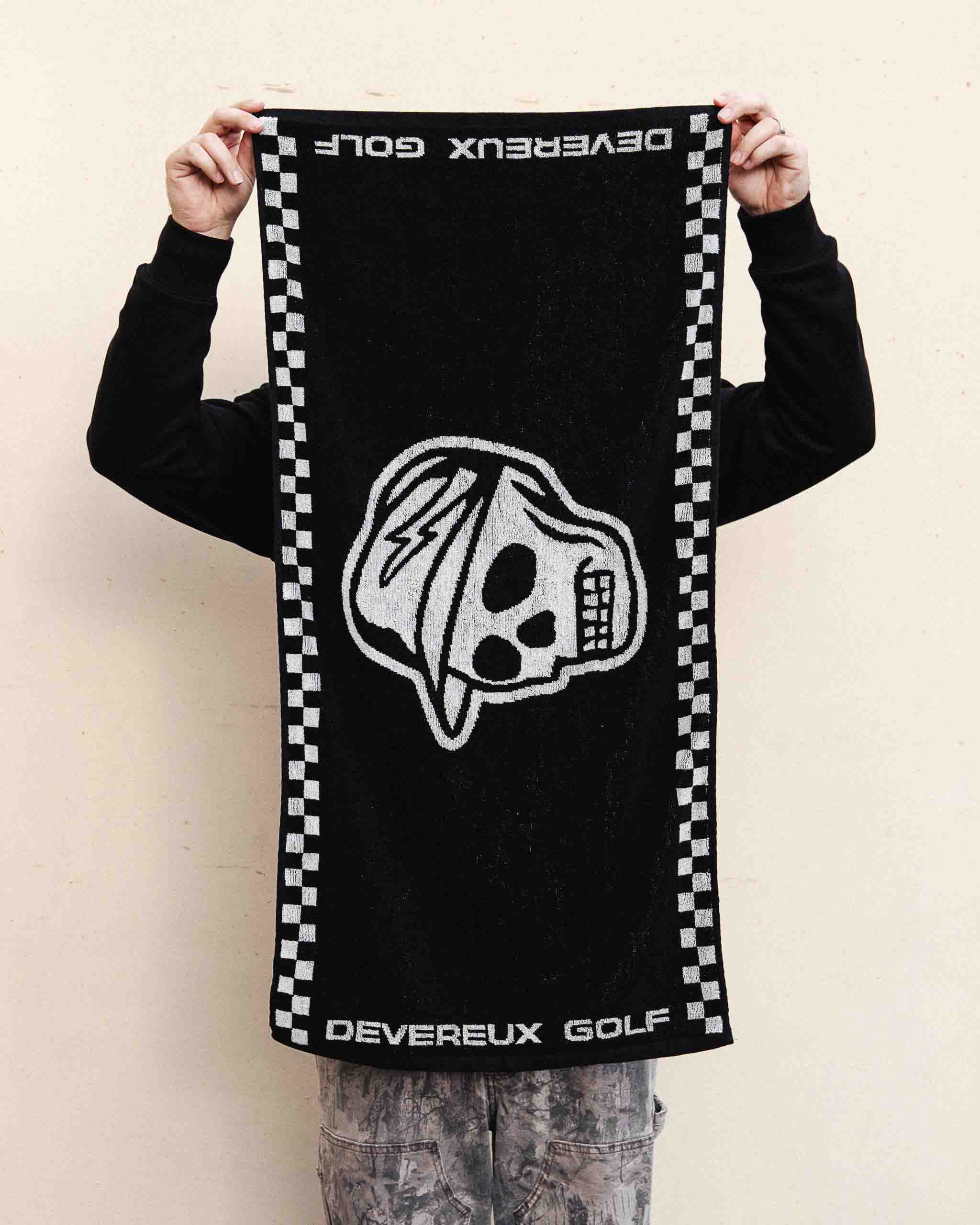 h*u様 DEVEREUX GOLF Skull Checker Caddie Skull Caddie Knitted Towel - Black / White – Devereux