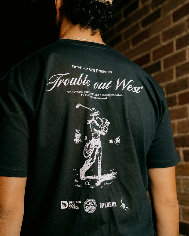 Trouble Out West Tee - Navy