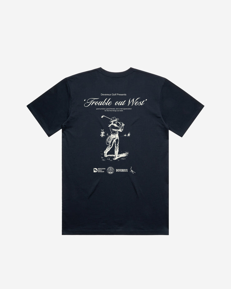 Trouble Out West Tee - Navy