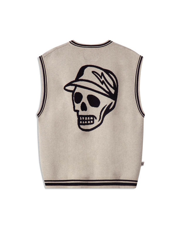 Skull Icon Sweater Vest - Oat