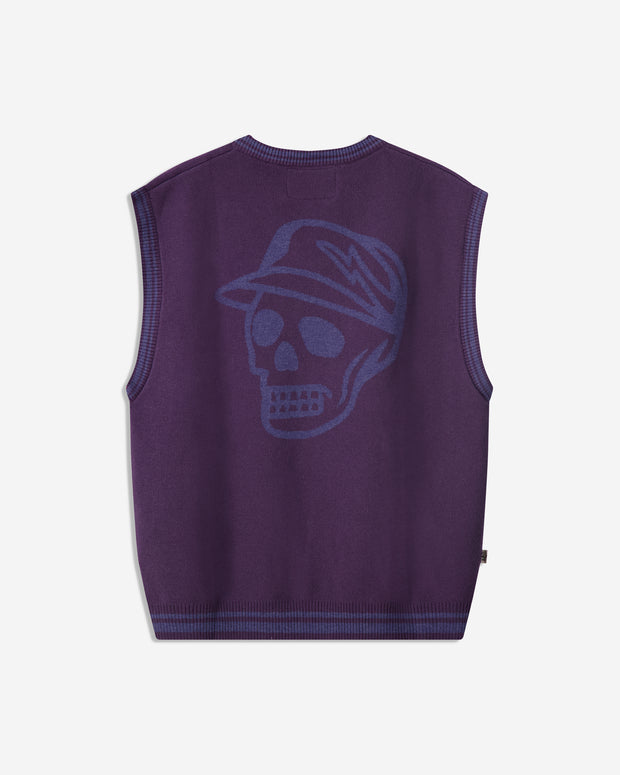 Skull Icon Sweater Vest - Plum