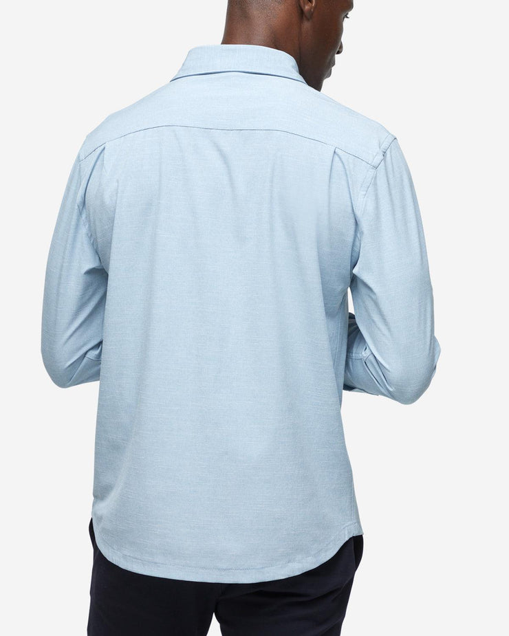 Light blue breathable and stretchy long sleeve classic button down