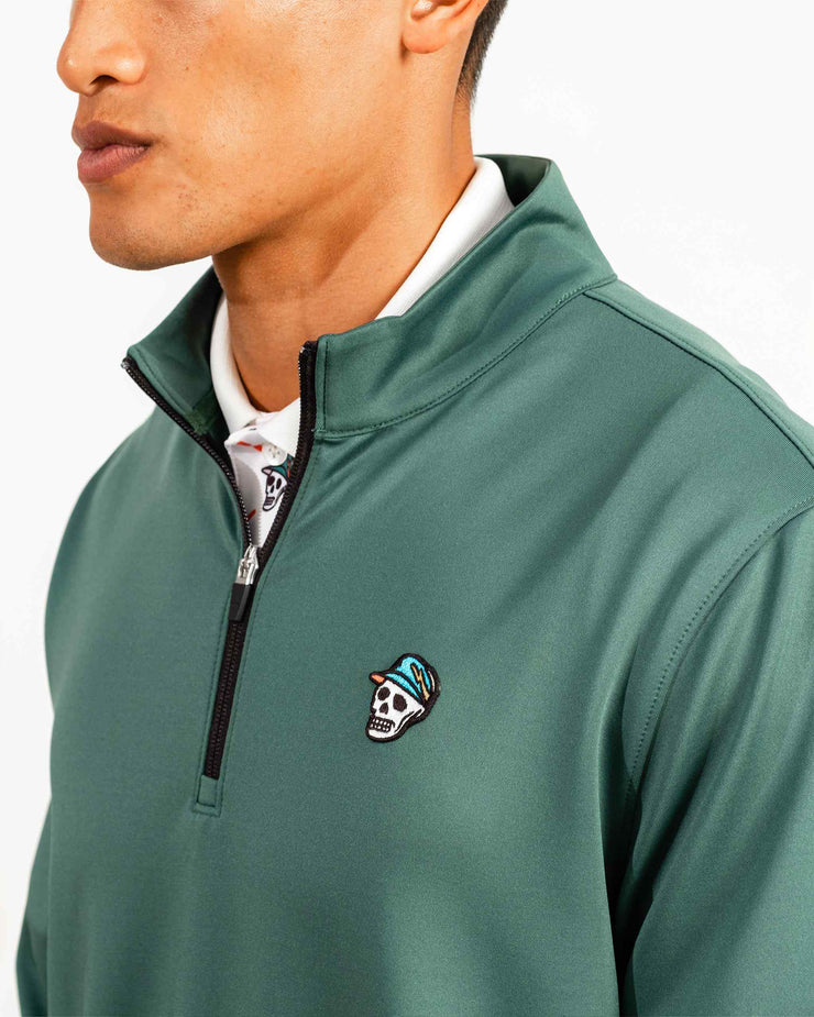 Skull Icon 1/4 Zip - Pure Green-Pullover-Devereux
