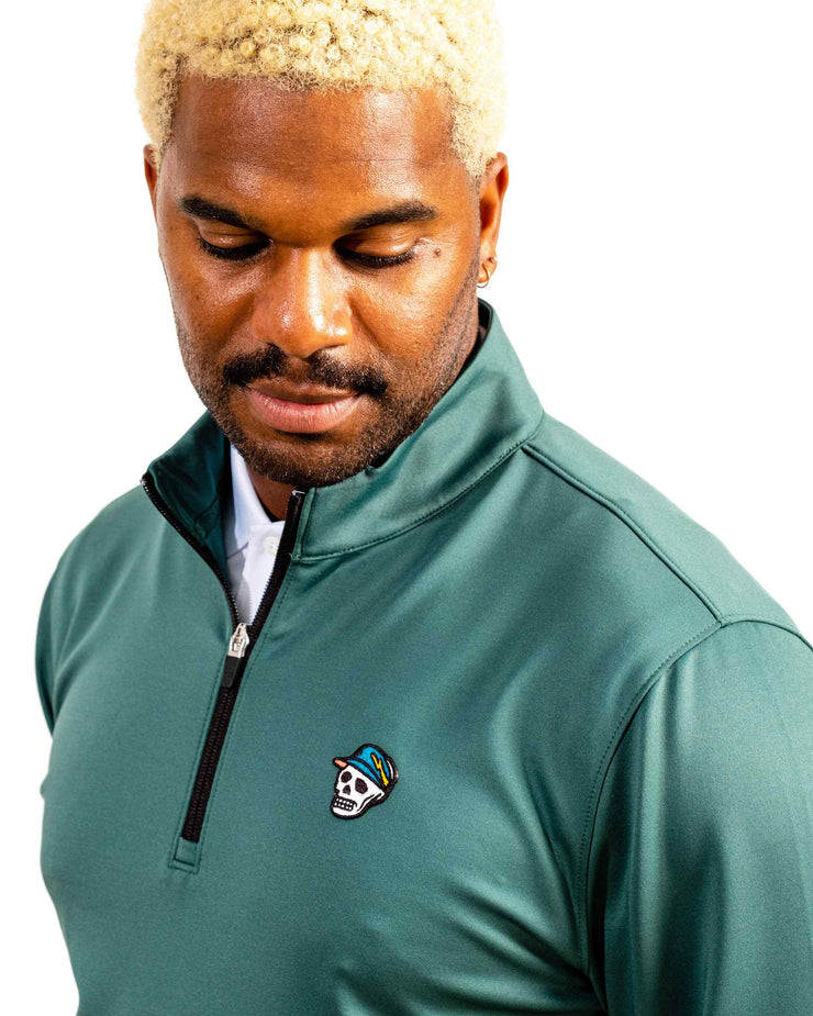 Skull Icon 1/4 Zip - Pure Green-Pullover-Devereux